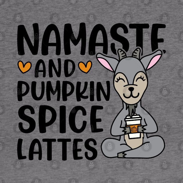 Namaste and Pumpkin Spice Latte Goat Yoga Fall Cute Funny by GlimmerDesigns